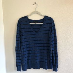 Mossimo Blue and Black Striped V-Neck Sweater